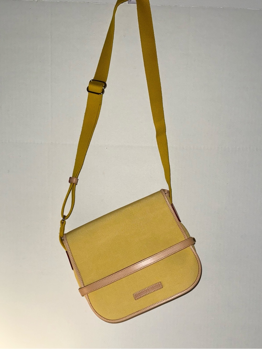 Dooney & Bourke Butter Yellow Canvas Flap Front Shoulder Bag - New Old Stock
